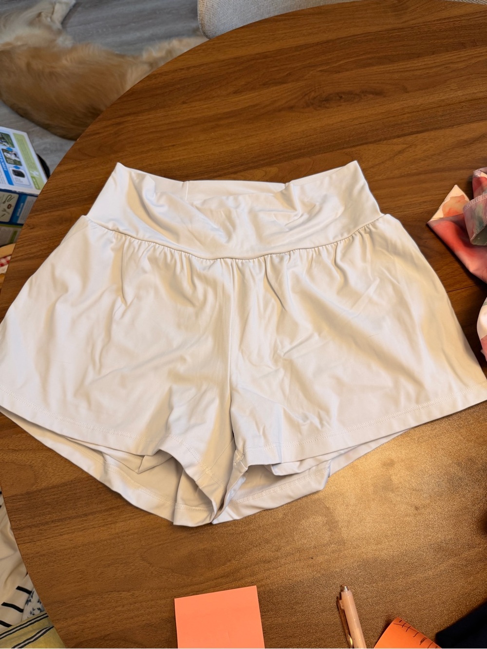HALARA White Athletic Shorts with Wide Waistband